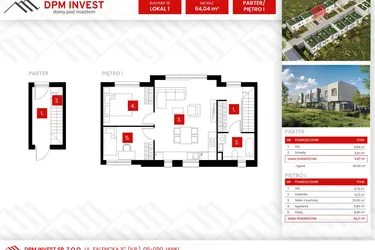 Rzut - Dom na sprzedaż 3 pokoje o powierzchni 64,04 m² - numer 15/1 w Osiedle Zakątek Nadrzeczna