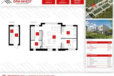 Rzut - Dom na sprzedaż 3 pokoje o powierzchni 64,04 m² - numer 14/2 w Osiedle Zakątek Nadrzeczna