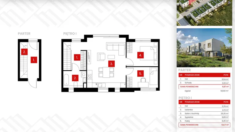 Rzut - Dom na sprzedaż 3 pokoje o powierzchni 64,04 m² - numer 14/2 w Osiedle Zakątek Nadrzeczna