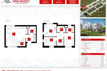 Rzut - Dom na sprzedaż 4 pokoje o powierzchni 76,44 m² - numer 14/1 w Osiedle Zakątek Nadrzeczna