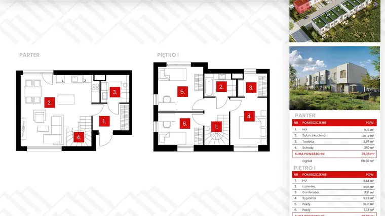 Rzut - Dom na sprzedaż 4 pokoje o powierzchni 76,44 m² - numer 14/1 w Osiedle Zakątek Nadrzeczna