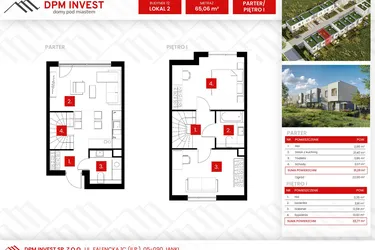 Rzut - Dom na sprzedaż 3 pokoje o powierzchni 65,06 m² - numer 12/2 w Osiedle Zakątek Nadrzeczna