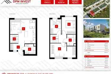 Rzut - Dom na sprzedaż 4 pokoje o powierzchni 78,55 m² - numer 13/2 w Osiedle Zakątek Nadrzeczna