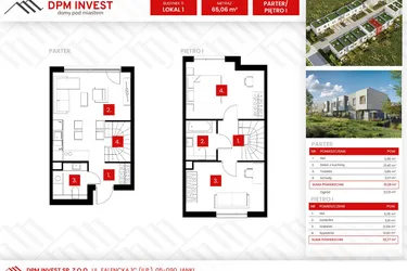 Rzut - Dom na sprzedaż 3 pokoje o powierzchni 65,06 m² - numer 11/1 w Osiedle Zakątek Nadrzeczna