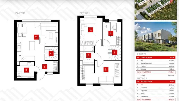 Rzut - Dom na sprzedaż 4 pokoje o powierzchni 78,55 m² - numer 10/1 w Osiedle Zakątek Nadrzeczna
