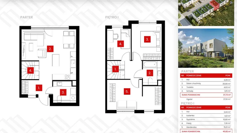 Rzut - Dom na sprzedaż 4 pokoje o powierzchni 78,55 m² - numer 11/2 w Osiedle Zakątek Nadrzeczna