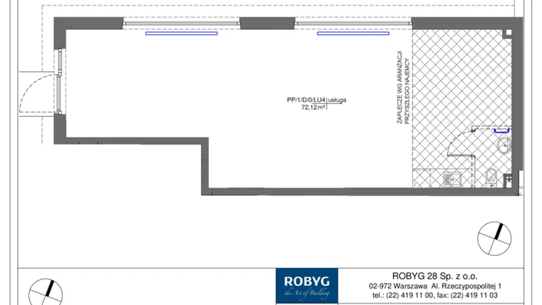 Rzut - Lokal użytkowy na sprzedaż 1 pokój o powierzchni 72,12 m² - numer PP1 w Praga Piano - Lokale usługowe