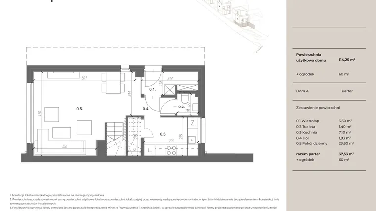 Rzut - Dom na sprzedaż 5 pokoi o powierzchni 114 m² - numer A w Trzy po Trzy