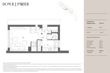 Rzut - Dom na sprzedaż 5 pokoi o powierzchni 114 m² - numer B w Trzy po Trzy