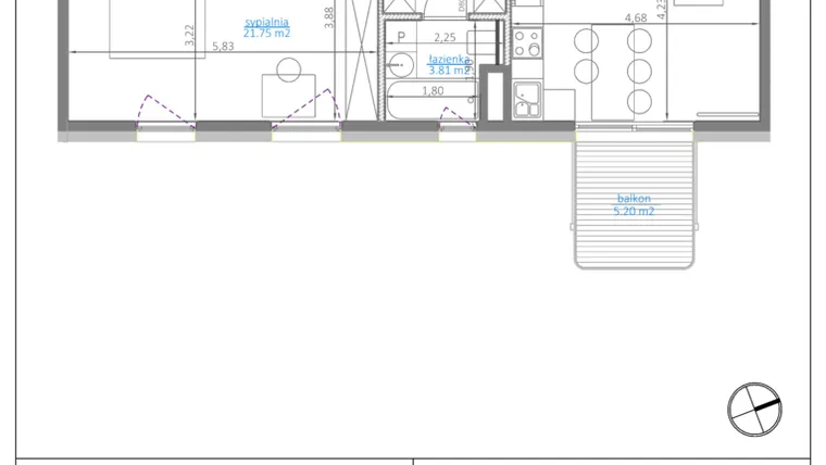 Rzut - Mieszkanie na sprzedaż 2 pokoje o powierzchni 48,02 m² - numer 10.5 w Luna House