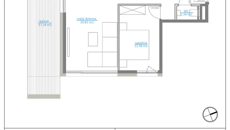 Rzut - Mieszkanie na sprzedaż 2 pokoje o powierzchni 59,52 m² - numer 10.6 w Luna House