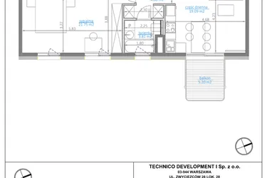 Rzut - Mieszkanie na sprzedaż 2 pokoje o powierzchni 48,02 m² - numer 20.8 w Luna House