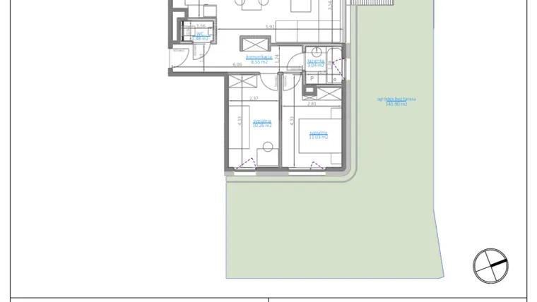 Rzut - Mieszkanie na sprzedaż 3 pokoje o powierzchni 59,93 m² - numer 00.1 w Luna House
