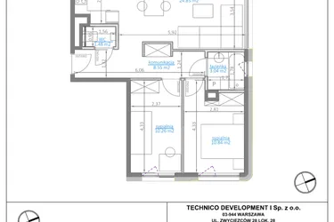 Rzut - Mieszkanie na sprzedaż 3 pokoje o powierzchni 59,74 m² - numer 10.4 w Luna House