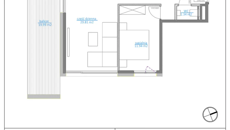Rzut - Mieszkanie na sprzedaż 2 pokoje o powierzchni 59,38 m² - numer 20.9 w Luna House