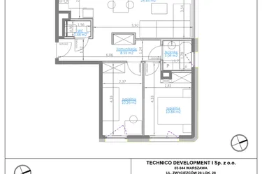 Rzut - Mieszkanie na sprzedaż 3 pokoje o powierzchni 59,74 m² - numer 20.7 w Luna House