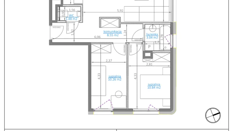 Rzut - Mieszkanie na sprzedaż 3 pokoje o powierzchni 59,74 m² - numer 20.7 w Luna House