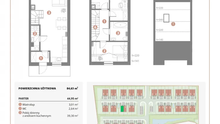 Rzut - Dom na sprzedaż 4 pokoje o powierzchni 84,63 m² - numer 7B w Bursztynova Polana