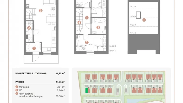 Rzut - Dom na sprzedaż 4 pokoje o powierzchni 84,63 m² - numer 9B w Bursztynova Polana