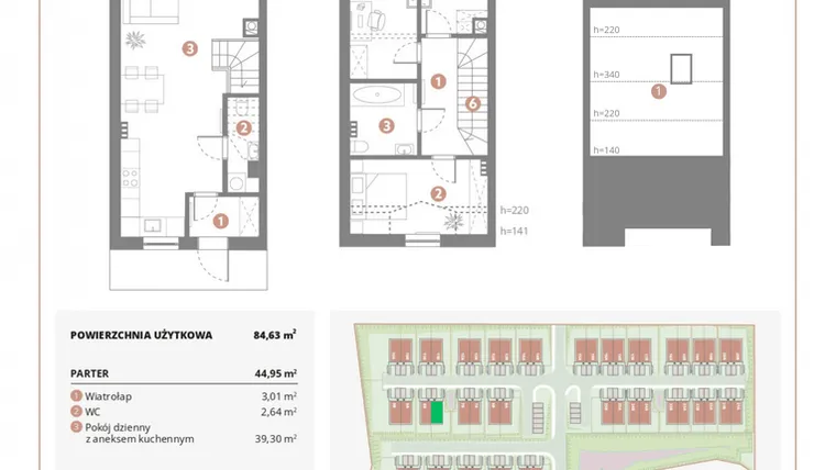 Rzut - Dom na sprzedaż 4 pokoje o powierzchni 84,63 m² - numer 8A w Bursztynova Polana