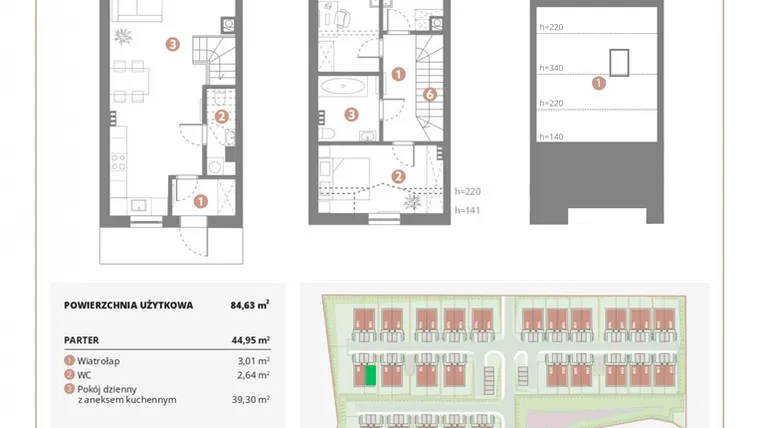 Rzut - Dom na sprzedaż 4 pokoje o powierzchni 84,63 m² - numer 9A w Bursztynova Polana