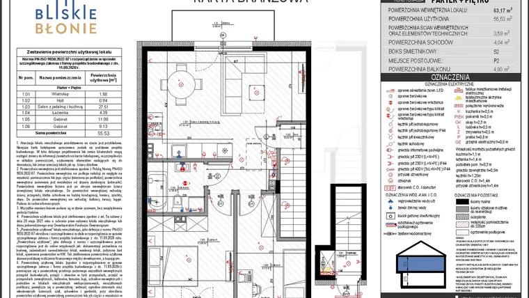 Rzut - Mieszkanie na sprzedaż 3 pokoje o powierzchni 55,53 m² - numer B1-2 w Bliskie Błonie - Bud. B