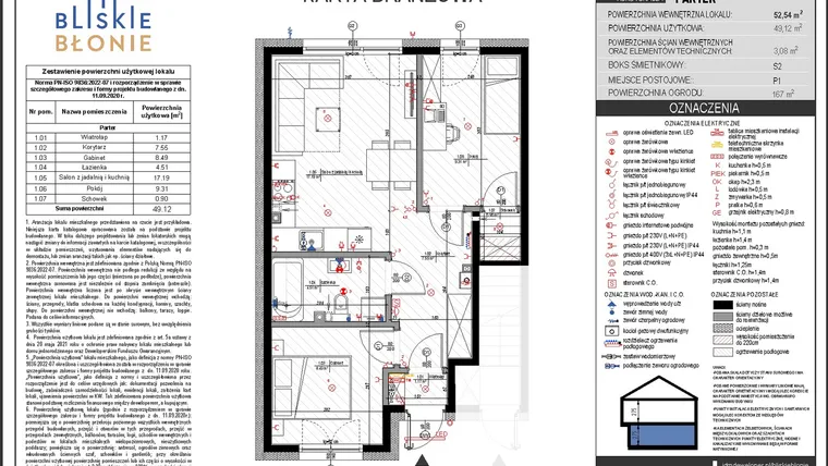 Rzut - Mieszkanie na sprzedaż 3 pokoje o powierzchni 49,12 m² - numer B1-1 w Bliskie Błonie - Bud. B