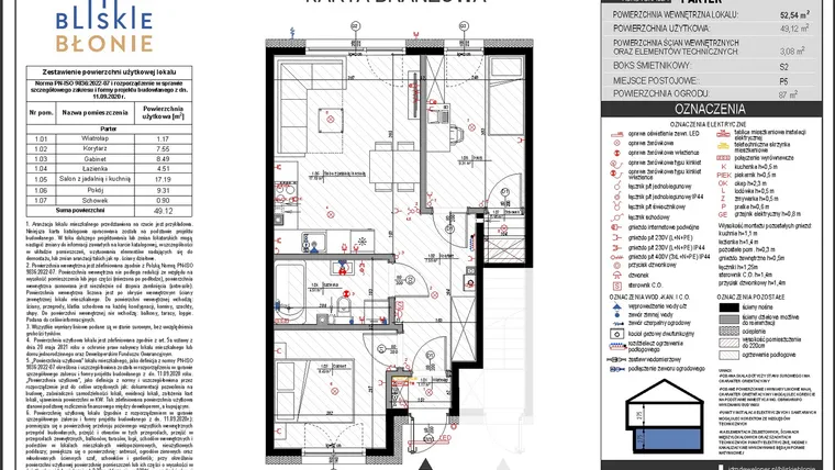 Rzut - Mieszkanie na sprzedaż 3 pokoje o powierzchni 49,12 m² - numer B3-1 w Bliskie Błonie - Bud. B
