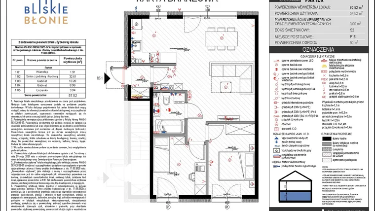 Rzut - Mieszkanie na sprzedaż 3 pokoje o powierzchni 57,52 m² - numer B5-1 w Bliskie Błonie - Bud. B