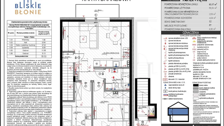 Rzut - Mieszkanie na sprzedaż 3 pokoje o powierzchni 55,53 m² - numer B4-2 w Bliskie Błonie - Bud. B