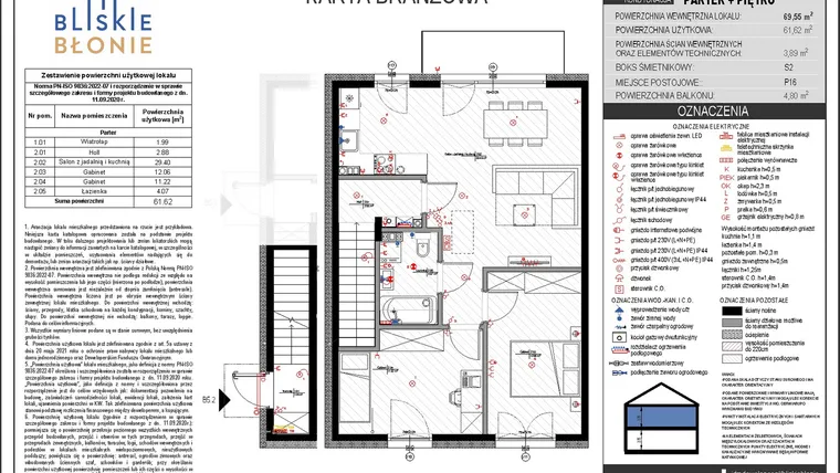 Rzut - Mieszkanie na sprzedaż 3 pokoje o powierzchni 61,62 m² - numer B5-2 w Bliskie Błonie - Bud. B