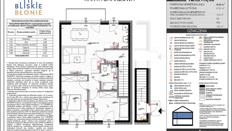 Rzut - Mieszkanie na sprzedaż 3 pokoje o powierzchni 61,62 m² - numer B8-2 w Bliskie Błonie - Bud. B