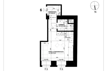 Rzut - Mieszkanie na sprzedaż 1 pokój o powierzchni 27,62 m² - numer 6 w Święty Marcin 65