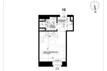 Rzut - Mieszkanie na sprzedaż 1 pokój o powierzchni 25,22 m² - numer 10 w Święty Marcin 65