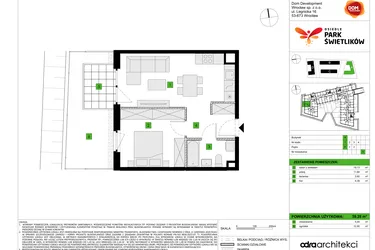 Rzut - Mieszkanie na sprzedaż 2 pokoje o powierzchni 39,28 m² - numer A5 w Osiedle Park Świetlików