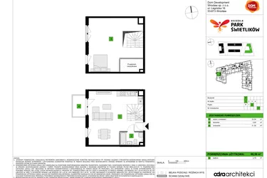 Rzut - Mieszkanie na sprzedaż 1 pokój o powierzchni 68,56 m² - numer A17 w Osiedle Park Świetlików