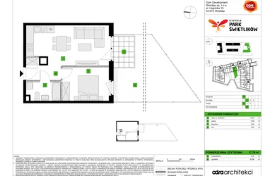 Rzut - Mieszkanie na sprzedaż 2 pokoje o powierzchni 37,74 m² - numer A20 w Osiedle Park Świetlików