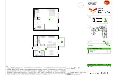 Rzut - Mieszkanie na sprzedaż 1 pokój o powierzchni 61,63 m² - numer A29 w Osiedle Park Świetlików