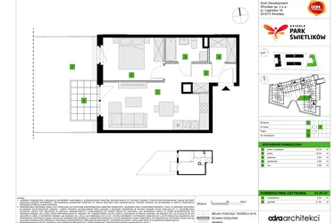 Rzut - Mieszkanie na sprzedaż 2 pokoje o powierzchni 41,42 m² - numer A49 w Osiedle Park Świetlików