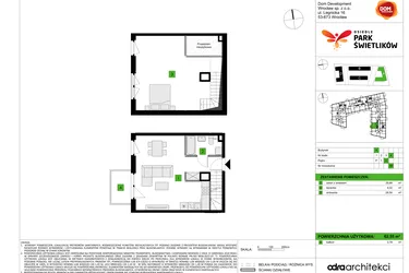 Rzut - Mieszkanie na sprzedaż 1 pokój o powierzchni 62,55 m² - numer A58 w Osiedle Park Świetlików