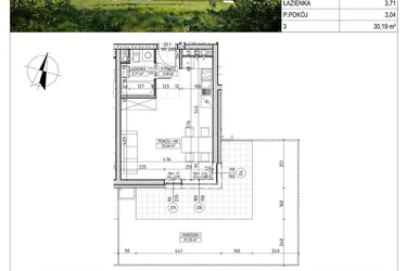 Rzut - Mieszkanie na sprzedaż 1 pokój o powierzchni 30,19 m² - numer C4.00.02 w Osiedle Panorama Wiślana Etap V - budynek C4