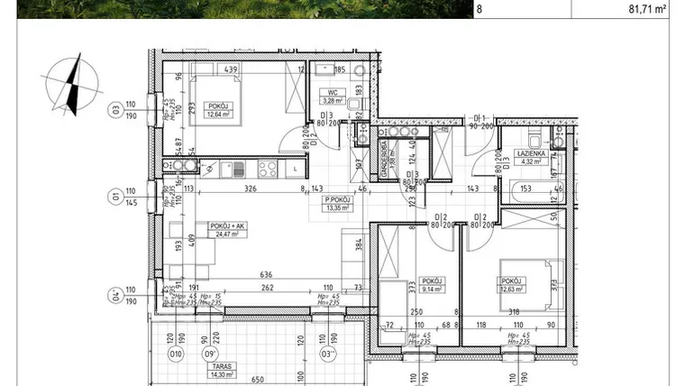 Rzut - Mieszkanie na sprzedaż 4 pokoje o powierzchni 81,71 m² - numer C4.06.39 w Osiedle Panorama Wiślana Etap V - budynek C4