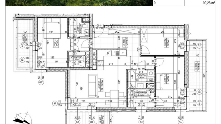 Rzut - Mieszkanie na sprzedaż 4 pokoje o powierzchni 90,28 m² - numer C4.06.37 w Osiedle Panorama Wiślana Etap V - budynek C4