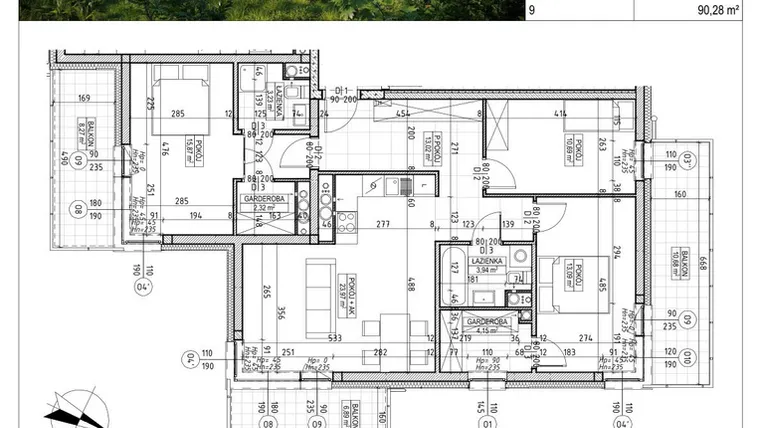 Rzut - Mieszkanie na sprzedaż 4 pokoje o powierzchni 90,28 m² - numer C4.07.41 w Osiedle Panorama Wiślana Etap V - budynek C4