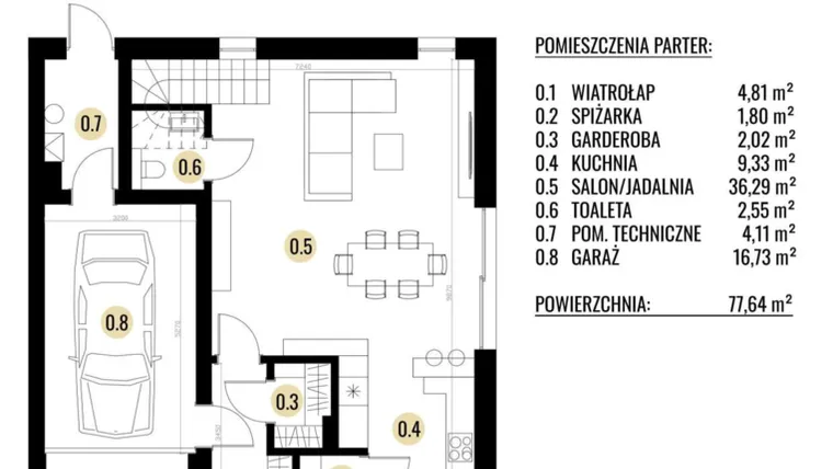 Rzut - Dom na sprzedaż 5 pokoi o powierzchni 157,5 m² - numer B2 w Cichy Zakątek