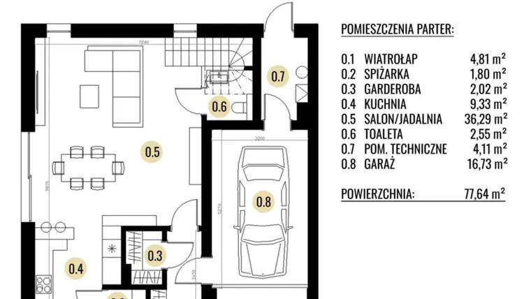 Rzut - Dom na sprzedaż 5 pokoi o powierzchni 157,5 m² - numer B1 w Cichy Zakątek