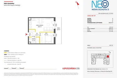 Rzut - Mieszkanie na sprzedaż 2 pokoje o powierzchni 39,36 m² - numer 101 w Neo Nova Ochota 5