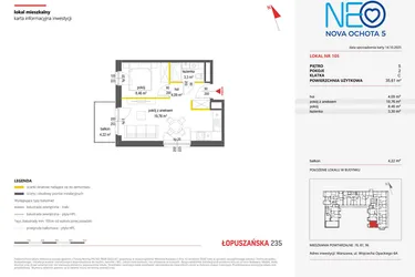 Rzut - Mieszkanie na sprzedaż 2 pokoje o powierzchni 35,61 m² - numer 105 w Neo Nova Ochota 5