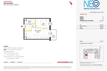 Rzut - Mieszkanie na sprzedaż 2 pokoje o powierzchni 37,15 m² - numer 26 w Neo Nova Ochota 5
