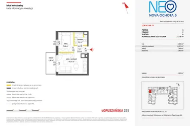Rzut - Mieszkanie na sprzedaż 2 pokoje o powierzchni 27,78 m² - numer 15 w Neo Nova Ochota 5